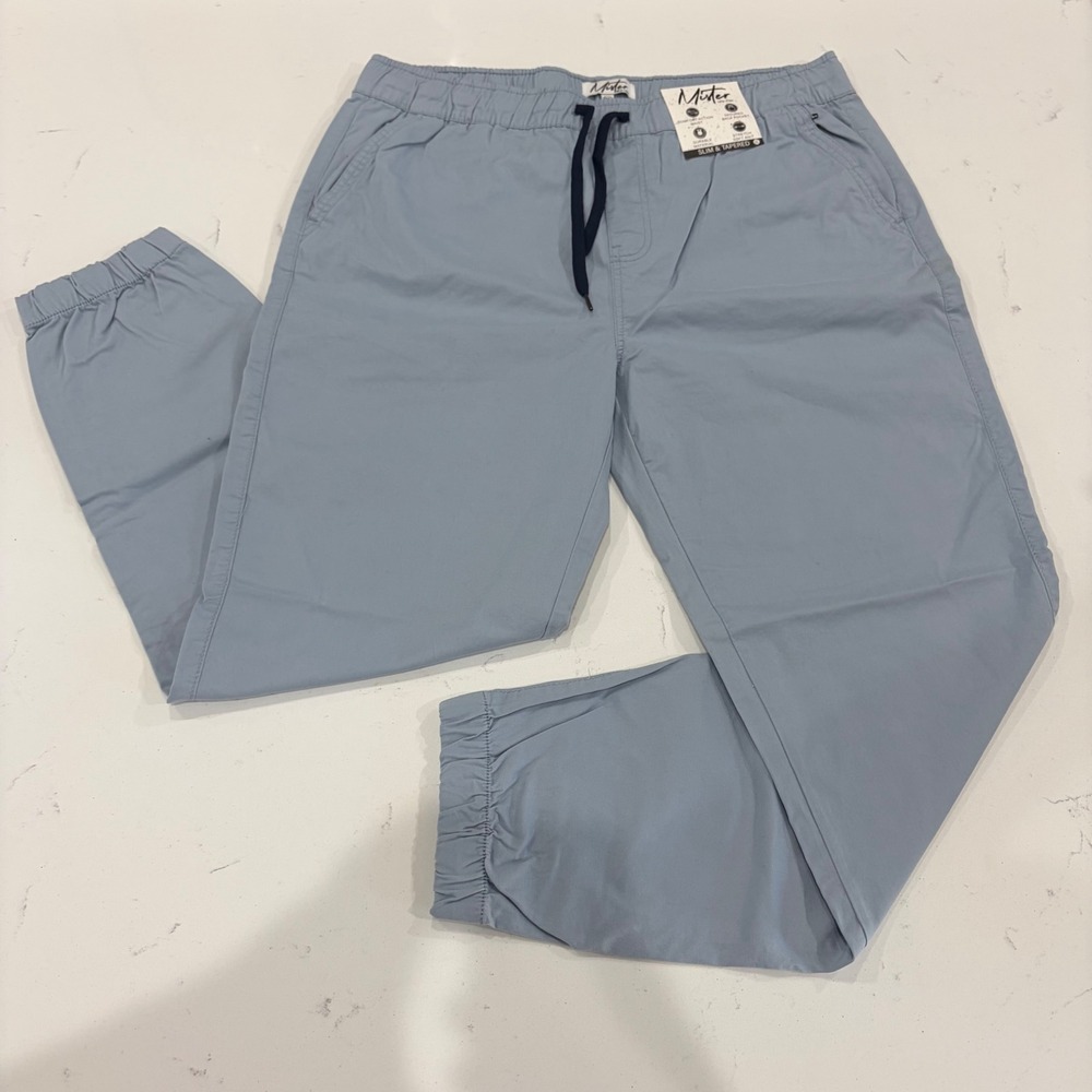 Mister New York Mens XXL Blue Slim Tapered Jogger Pants Comfort Waist NWT